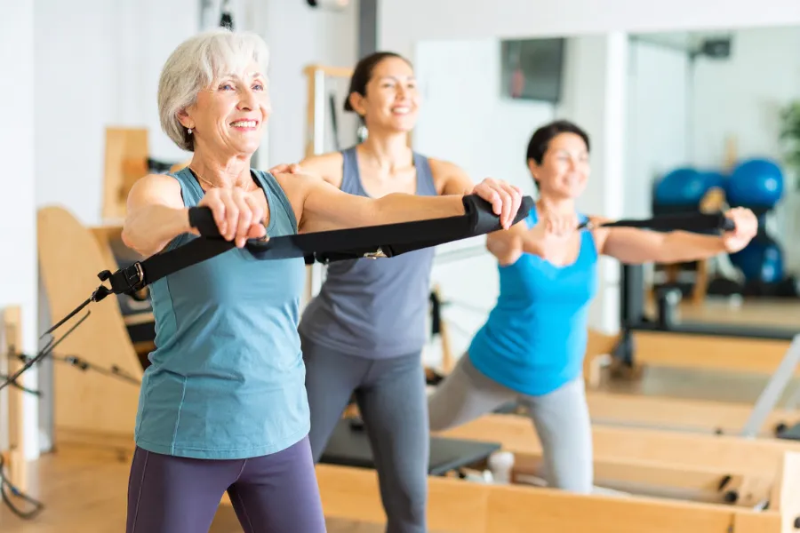 Woman in a class doing exercise
